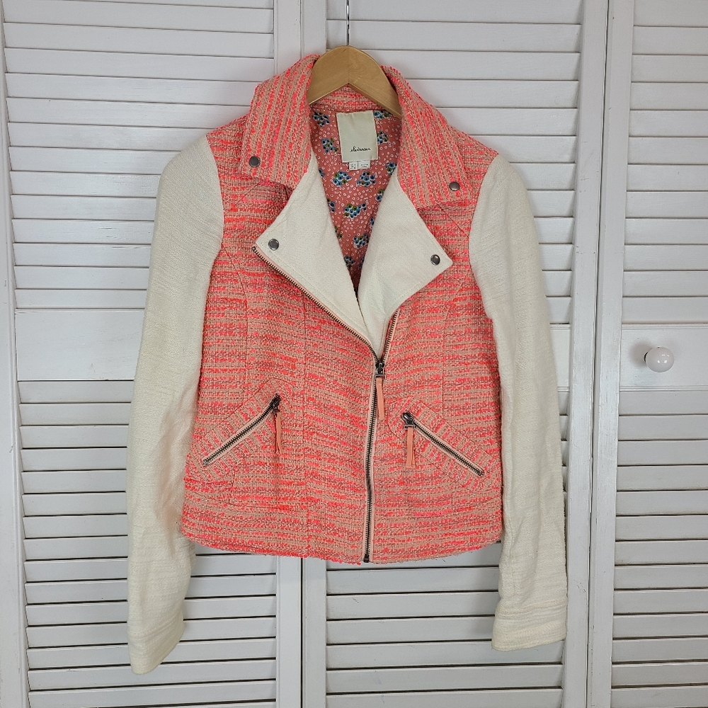 Anthropologie Elevenses Pink Cream Jacket